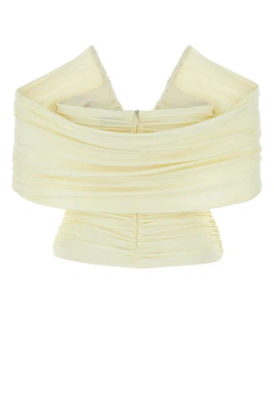 Shop Magda Butrym Woman Ivory Stretch Viscose Top In White