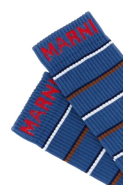 Shop Marni Man Blue Cotton Blend Socks