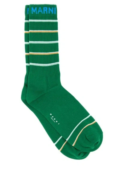 Shop Marni Man Green Cotton Blend Socks
