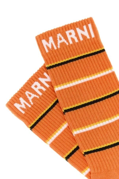 Shop Marni Man Orange Cotton Blend Socks