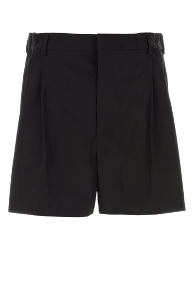 Shop Prada Man Black Poplin Bermuda Shorts