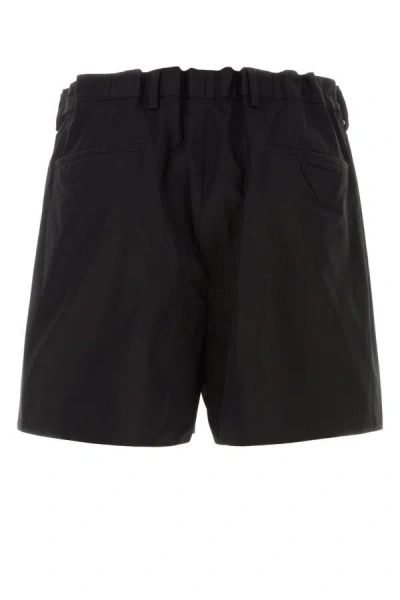 Shop Prada Man Black Poplin Bermuda Shorts