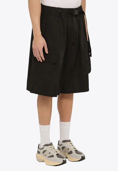 Shop Y-3 Belted Cargo Shorts In Black