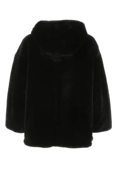 Shop Prada Woman Black Reversible Fur Coat