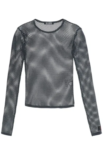 Shop Raf Simons Long Sleeve Fishnet Knit T-shirt Men In Gray