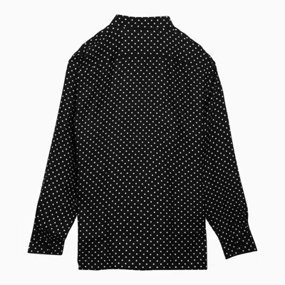 Shop Saint Laurent Black Silk Polka Dot Shirt Men