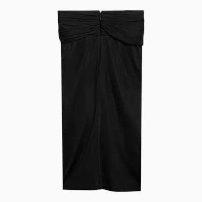 Shop Saint Laurent Black Viscose Draped Skirt Women