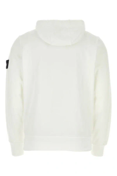 Shop Stone Island Man White Cotton Sweatshirt