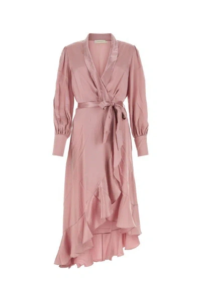 Shop Zimmermann Woman Pink Silk Dress