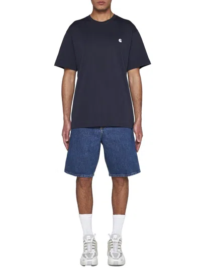 Shop Carhartt Wip Shorts In Blue Stone Washed