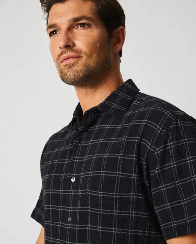Shop Billy Reid Short Sleeve Grid Plaid Seersucker Tuscumbia Shirt In Black