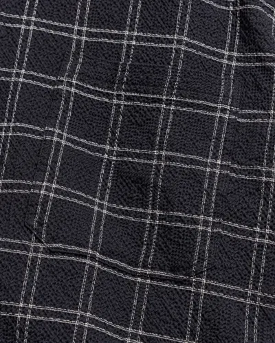 Shop Billy Reid Short Sleeve Grid Plaid Seersucker Tuscumbia Shirt In Black