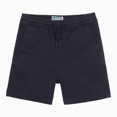 Shop Kenzo Navy Blue Cotton Bermuda Shorts
