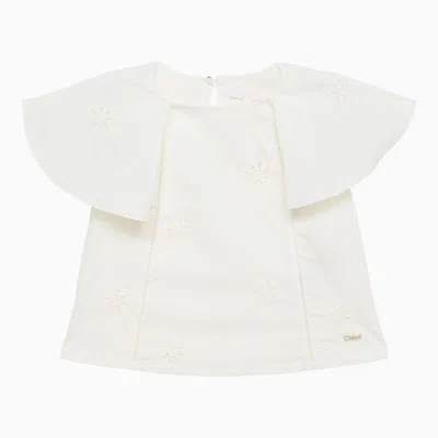 Chloé White Cotton Blouse With Embroidery In White