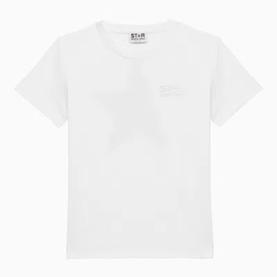 Shop Golden Goose White Cotton T-shirt With Silver Logo