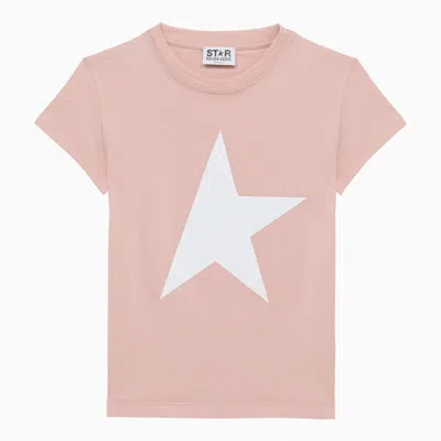 Shop Golden Goose Pink Cotton T-shirt With Logo Print