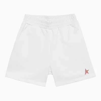 Shop Golden Goose White Cotton Short With Pink Star