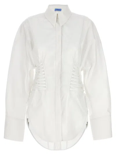 Shop Mugler 'laced-up' Shirt In White