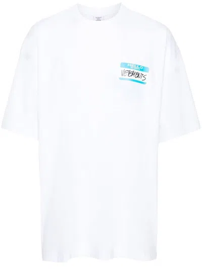 Shop Vetements My Name Is  Cotton T-shirt In White