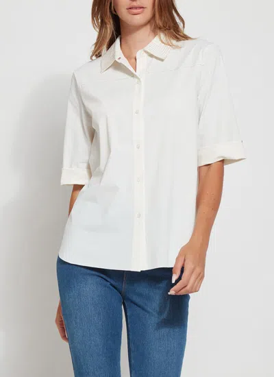 Shop Lyssé Stitched Josie Shirt In White