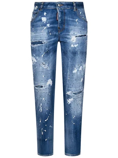 Shop Dsquared2 Medium Ice Spots Wash 642 Jeans In Blu