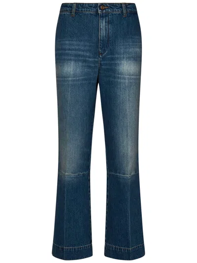 Shop Victoria Beckham Cropped Kick Jeans In Blu