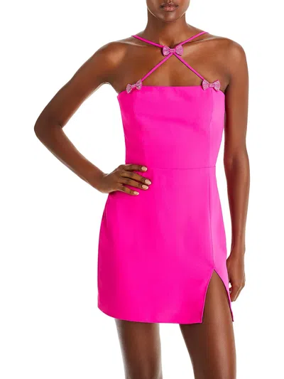 Shop Amanda Uprichard Ayleen Womens Knit Embellished Cocktail And Party Dress In Pink