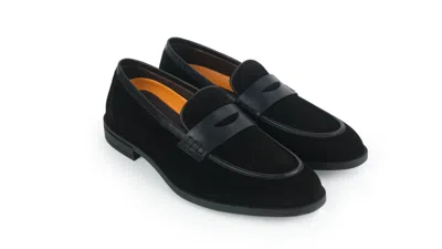 Shop Vellapais Paloma Comfort Suede Penny Loafers In Black