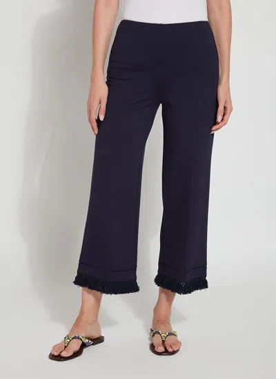 Lyssé Coastal Wide Leg Fringe Crop Pants In True Navy In Blue