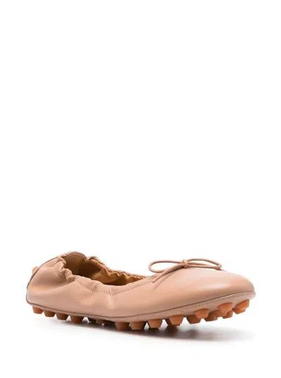 Shop Tod's Beige Gommino Ballerina Shoes In Leather Woman