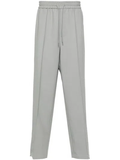 Shop Emporio Armani Wool Blend Trousers In Grey