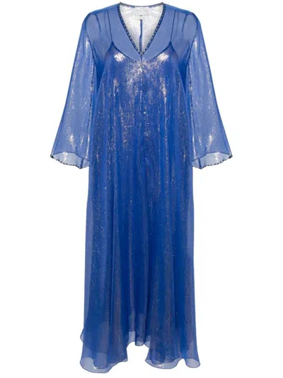Shop Forte Forte Forte_forte Chiffon Lurex Long Dress In Blue
