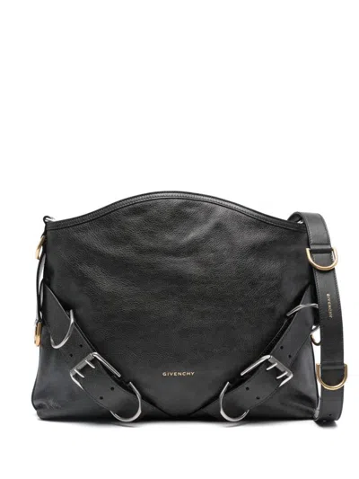 Shop Givenchy Voyou Medium Leather Houlder Bag In Black