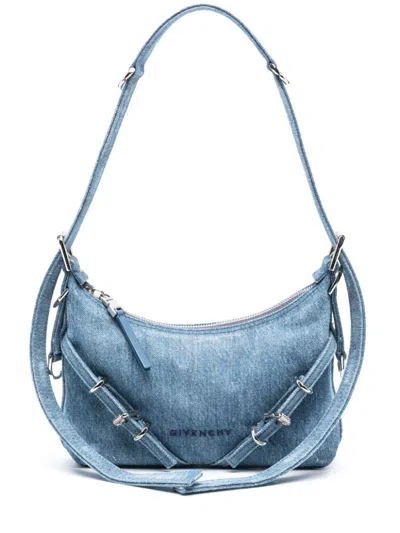 Shop Givenchy Voyou Mini Denim Shoulder Bag In Clear Blue