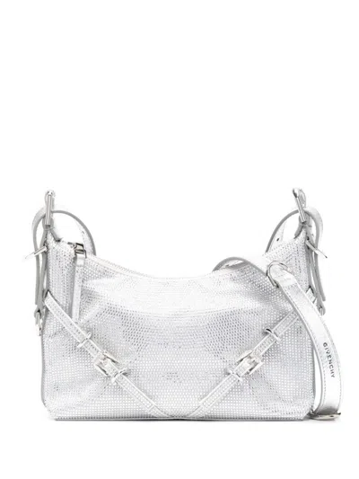 Shop Givenchy Voyou Strass Embellished Mini Shoulder Bag In Silver