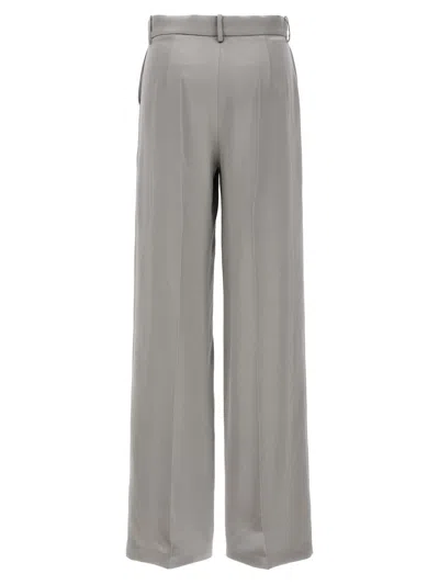 Magda Butrym Satin Straight Leg Pants With Central Crease In Gray
