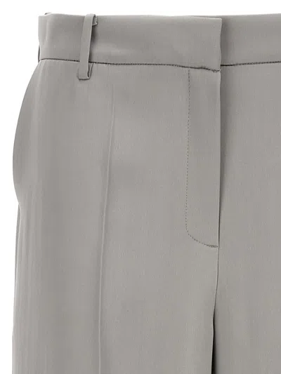 Magda Butrym Satin Straight Leg Pants With Central Crease In Gray