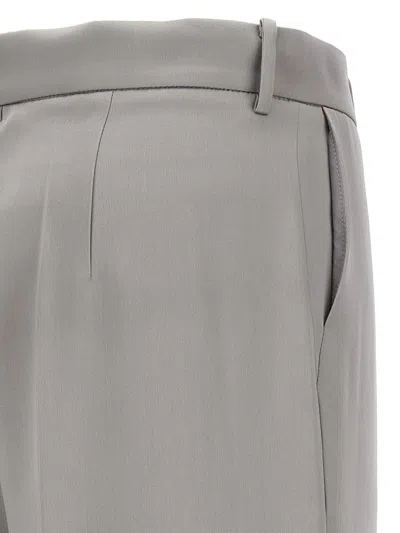 Magda Butrym Satin Straight Leg Pants With Central Crease In Gray