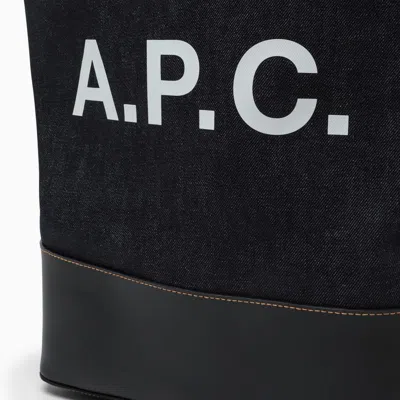 Shop Apc A.p.c. Denim Tote Bag With Logo In Blue