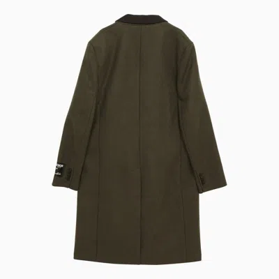 Shop Acne Studios Single-breasted Wool-blend Military Coat In Green