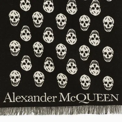 Shop Alexander Mcqueen Black/ivory Skull Scarf