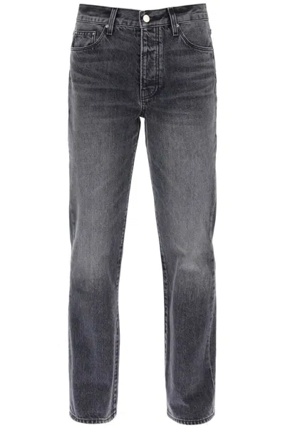 Shop Amiri Straight Cut Jeans In Grey