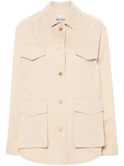 Shop Semicouture Carla Cotton Jacket In Camel
