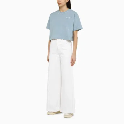 Shop Autry Light Cropped T-shirt In Blue