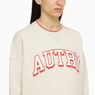 Shop Autry Melange Crewneck Sweatshirt With Logo In Grey