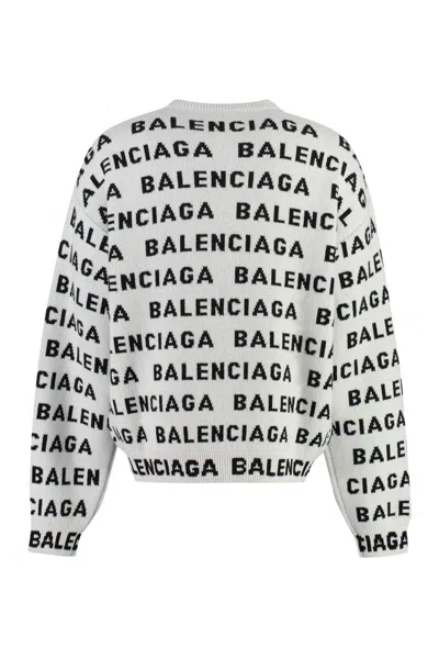 Shop Balenciaga Crew-neck Wool Sweater In White