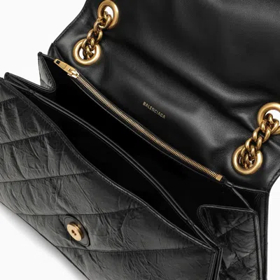 Shop Balenciaga Crush Medium Bag With Quilted Chain In Black