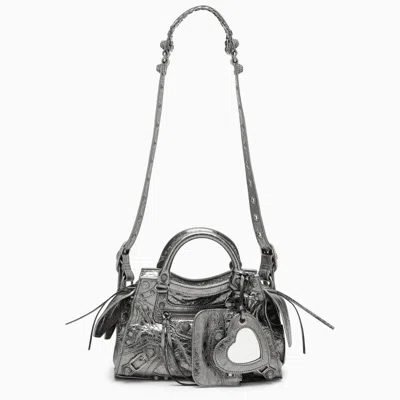 Shop Balenciaga Neo Cagole Xs Bag Silver In Metal
