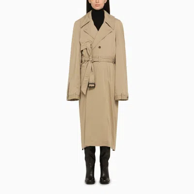 Shop Balenciaga Single-breasted Trench Coat In Beige