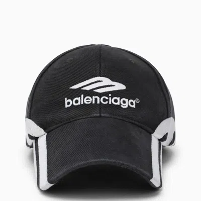 Shop Balenciaga Washed Out Baseball Cap With Logo In Black